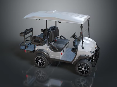 Modern White Golf Cart With Stylish Canopy Black Seats And Sleek Black Wheels 3d model