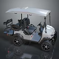 Modern White Golf Cart With Stylish Canopy Black Seats And Sleek Black Wheels