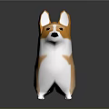 Orange And White Corgi Standing In Cartoon Style On Dark Background Figurine
