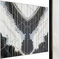 Abstract Geometric Artwork With Black White Gray Tones And Gold Frame Design 3d model