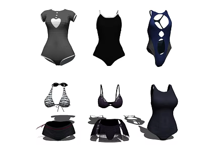 Modern Clothes Black Swimsuit 3d model