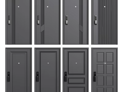 Stylish Modern Security Door Designs With Various Panel Patterns And Handle Styles 3d model