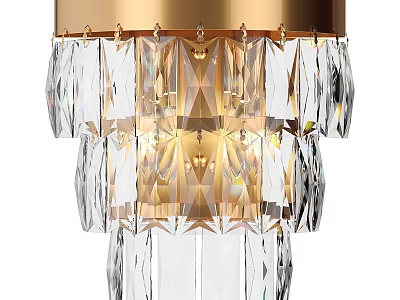 Elegant Modern Wall Lamp With Layered Crystal And Gold Metal Frame 3d model