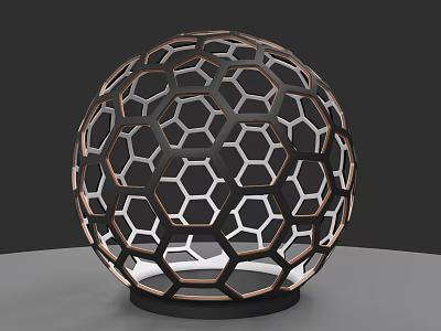Garden Landscape Decorative Sphere With Honeycomb Hollow Design And Black Base 3d model