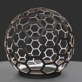 Garden Landscape Decorative Sphere With Honeycomb Hollow Design And Black Base