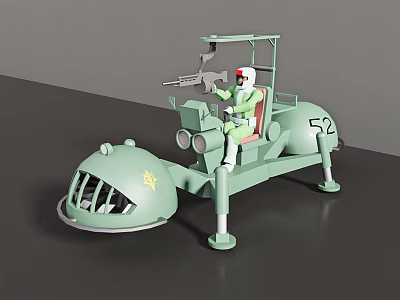 Green Electric Toy Battle Vehicle Numbered 52 With Miniature Figure And Cannon Design 3d model
