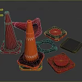 Orange And Red Traffic Cones With Square Round Pads And Bases