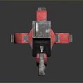 Red Mechanical Device With Black Top And Cannon Barrel On Reflective Base 3d model