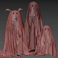 White Ghost Shaped Cloth Halloween Decorative Art Installation With Various Sizes And Simple Facial Features