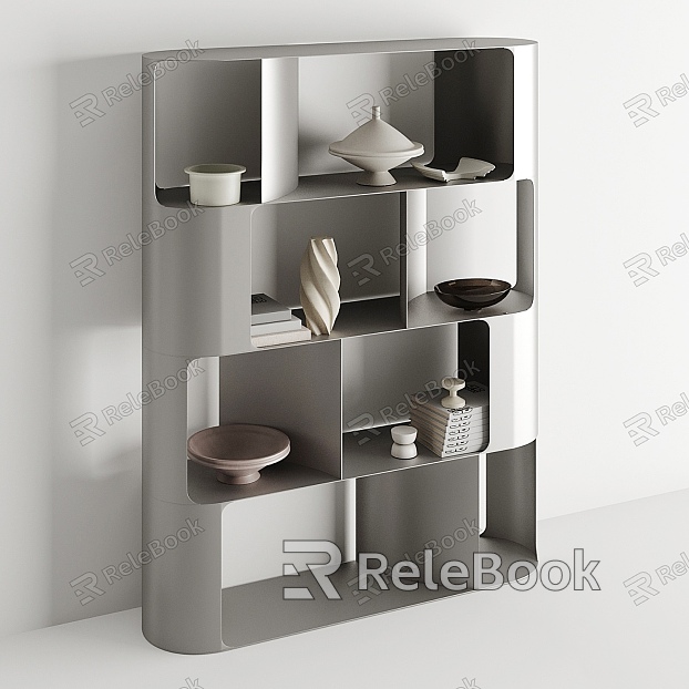 Modern Bookshelf Decorative Cabinet Display Cabinet Decoration Combination Creative Arc Shaped Decorative Cabinet Bookshelf Display Cabinet model