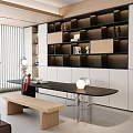 Modern Living Room Interior with L shaped Leather Sofa Coffee Table Potted Cactus and Shelves