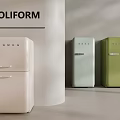 Poliform Stylish SMEG Retro Refrigerators In Beige Light Green Green Colors
