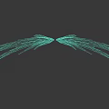 Detailed Symmetrical Wings With Blue Pink Feathers On Black Background