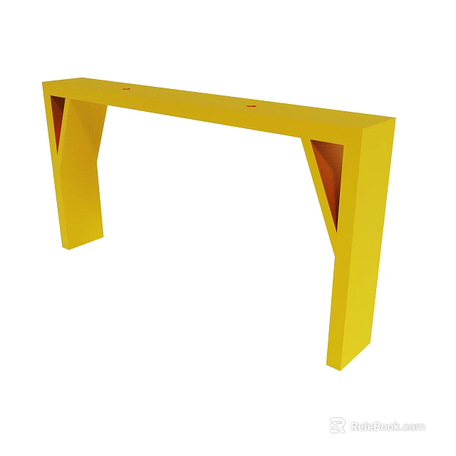 Modern Yellow Table With Unique Geometric Support Legs And Smooth Surface 3d model 