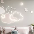 Cozy Kids Room Interior With Cloud Moon Star Decorations Chandelier And Teddy Bears