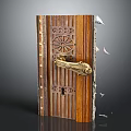 European style door handle flower handle cross handle 3d model