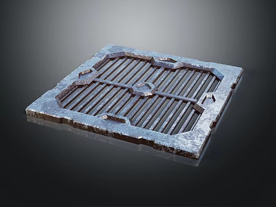 Industrial Metal Grate Cover With Slotted Design And Secure Fastening Elements 3d model