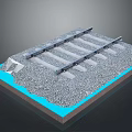 Railway Track Structure With Rails Sleepers Gravel Ballast And Concrete Base Layer