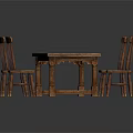 Wooden Dining Table Furniture with Four Rustic Wooden Chairs Classic Design For Home Dining Room