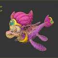 Cute Pink Fantasy Creature With Colorful Gemstone Accents And Yellow Collar Design