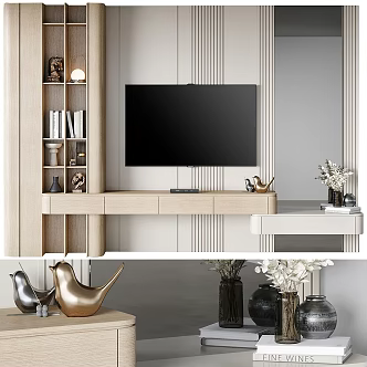 TV background wall TV cabinet 3d model