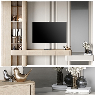 TV background wall TV cabinet 3d model