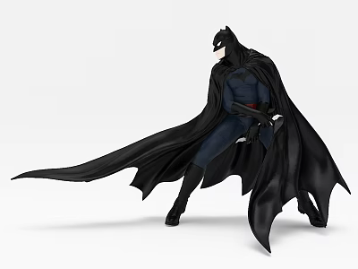 Batman Game and Movie Character in Blue Suit With Black Cape and Red Belt 3d model
