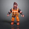 Bearded Man in Orange Vest and Work Pants Standing 3D Character Pose