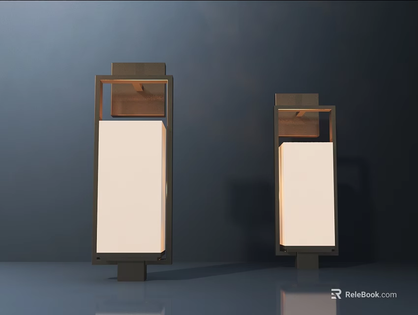Set of Two Modern Wall Lamps With Wooden Frame And White Panel For Home Decor 3d model 