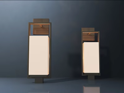 Set of Two Modern Wall Lamps With Wooden Frame And White Panel For Home Decor 3d model