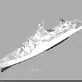 Modern White Warship Naval Vessel With Radar Systems And Deck Equipment