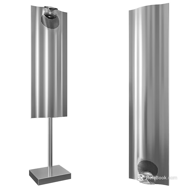 Modern Silver Tall Cylindrical Floorstanding Speakers With Sleek Design 3d model 
