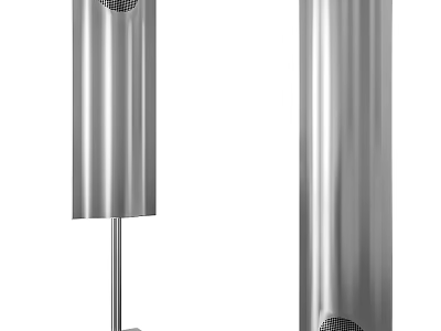 Modern Silver Tall Cylindrical Floorstanding Speakers With Sleek Design 3d model