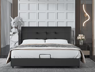 Modern Leather Bed 3d model