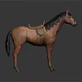 Brown Horse Figure With Leather Saddle And Dark Background