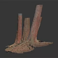 Different Shaped Wooden Pillars With Stone Bases Natural Rustic Texture Decorative Art