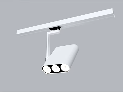 White Track Mounted Spotlight With Three Bulbs Modern Indoor Ceiling Lighting Fixture 3d model