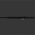 Black Sniper Rifle With Scope And Orange Glowing Component On Reflective Gray Surface