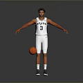 Man Standing In White Spurs Basketball Jersey Number 3 With Arms Outstretched And Basketball