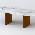 Modern Dining Table With Sleek Marble Top And Wooden Legs Design 3d model