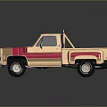 Vintage Style Beige And Pink Striped Single Cab Pickup Truck Toy Model With Roof Rack