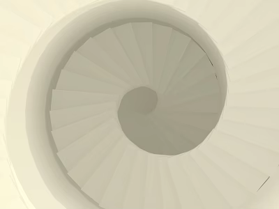 Top View Of White Spiral Staircase With Modern Minimalist Design Elements 3d model