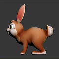 Cute Orange Rabbit Cartoon Character With Long Ears And Green Eyes