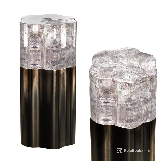 Modern Transparent Crystal Side Table With Metal Base And Elegant Design 3d model