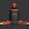 Automatic Turret Weapon With Red Black Design Multiple Barrels And VENTIS Stand 3d model