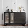 Cream Style Dressing Table Makeup Stool Combination Dressing Table Side Cabinet Storage Cabinet 3d model