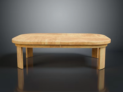 Wooden Oval Coffee Table With Smooth Surface And Four Legs Modern Design 3d model