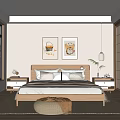 Scandinavian Bedroom With Wooden Bed Frame Wall Art Nightstands Large Windows And Natural Light
