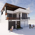 Detached House With White Exterior Brown Roof Garage House Number 369 And People At Entrance