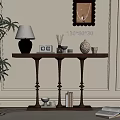 American Style End View Table Wooden Side Cabinet 3d model